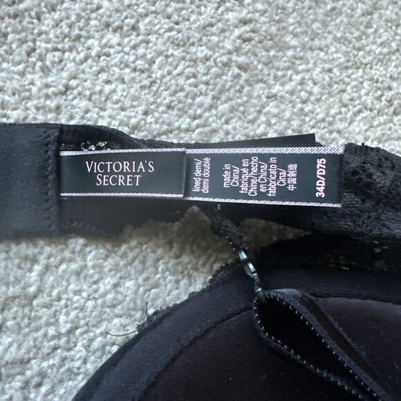 NWOT Victoria's Secret Dream Angels Black Lace Lined Demi Push Up Bra 34D - Picture 4 of 7